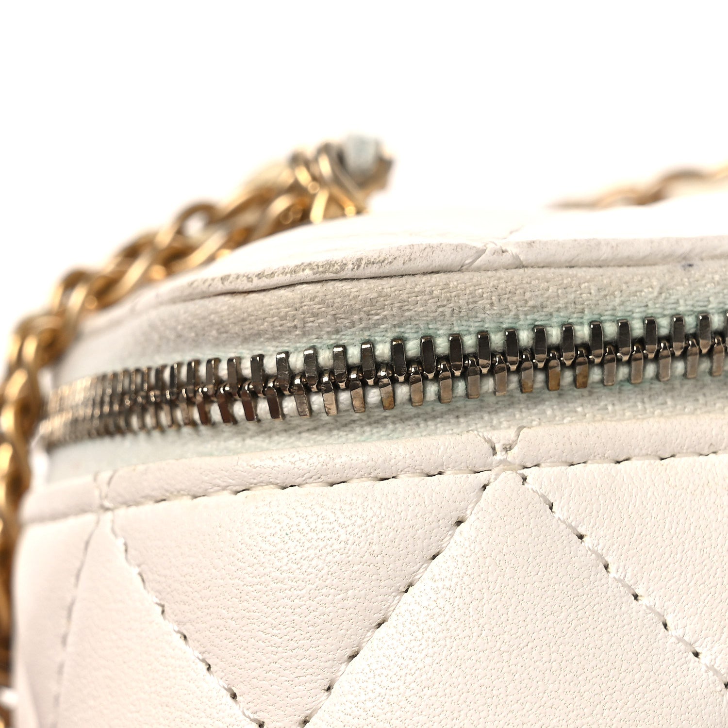 Chanel Lambskin Quilted Mini Vanity Case With Chain White 12 of 12