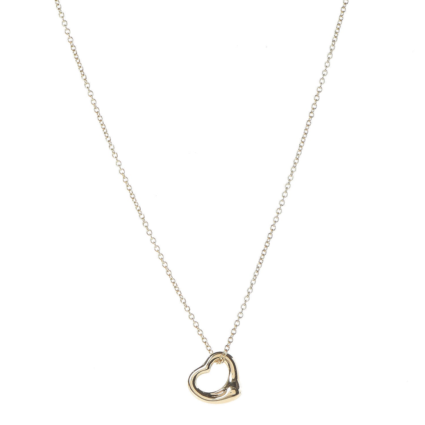 18K Yellow Gold 11mm Elsa Peretti Open Heart Pendant Necklace