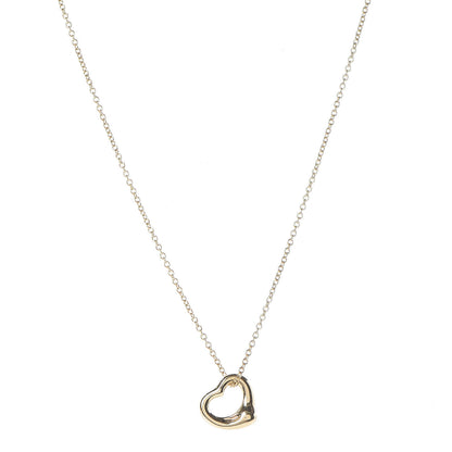 Tiffany 18K Yellow Gold 11mm Elsa Peretti Open Heart Pendant Necklace 1 of 5