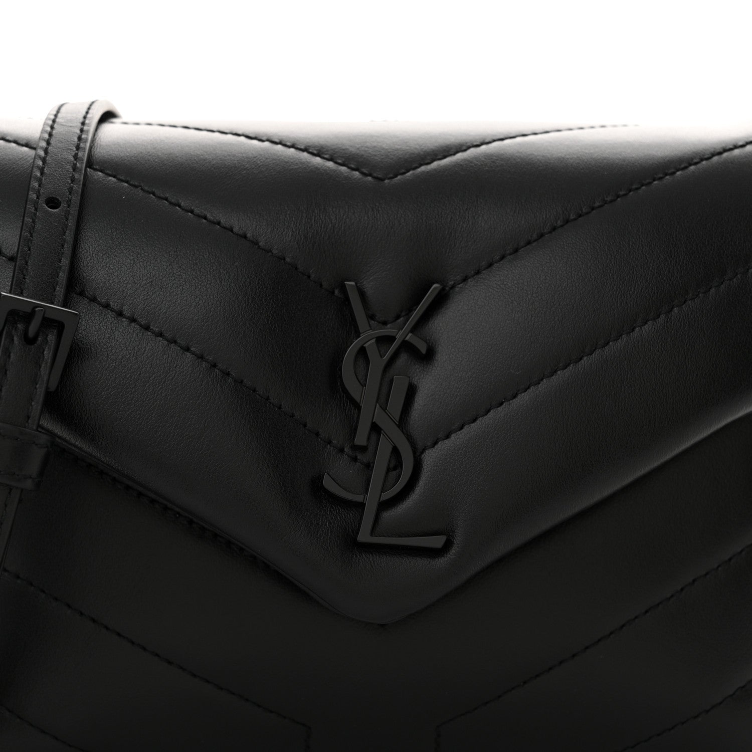 Saint Laurent Calfskin Y Quilted Monogram Monochrome Toy Loulou Crossbody Bag Black 8 of 14