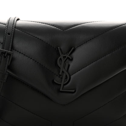 Saint Laurent Calfskin Y Quilted Monogram Monochrome Toy Loulou Crossbody Bag Black 8 of 14
