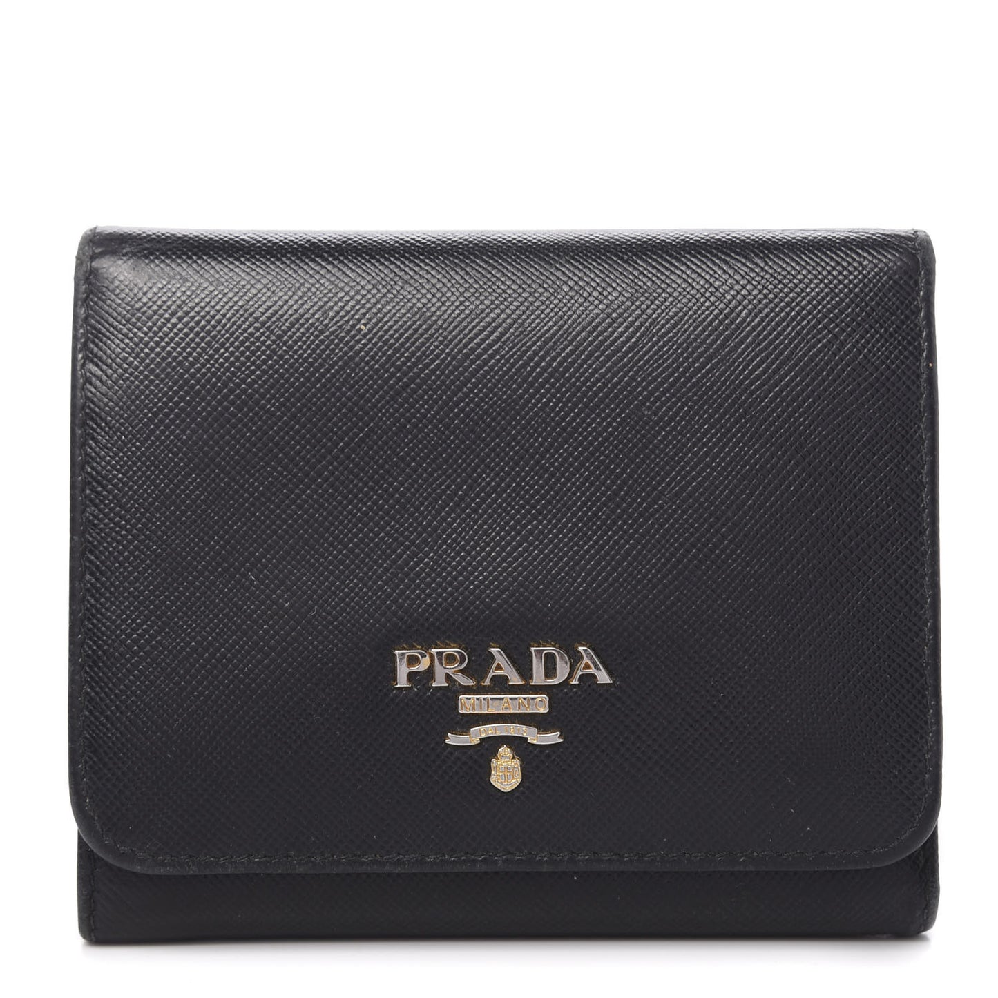 Saffiano Metal Tri-Fold Wallet Black
