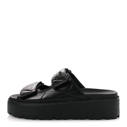 Prada Nappa Quilted Padded Logo Platform Slide Sandals 39.5 Black 1 of 13