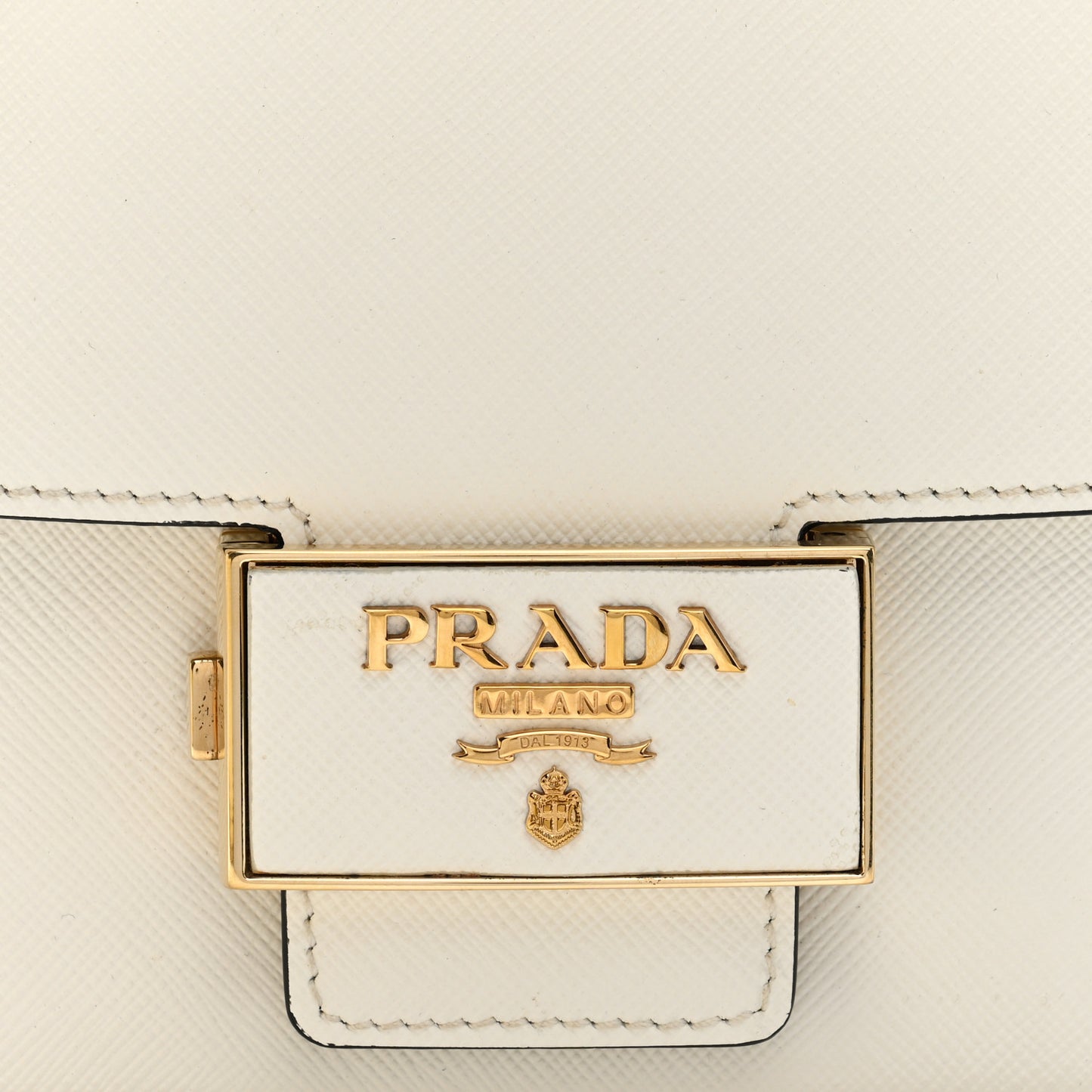 Saffiano Lux Embleme Flap Shoulder Bag White