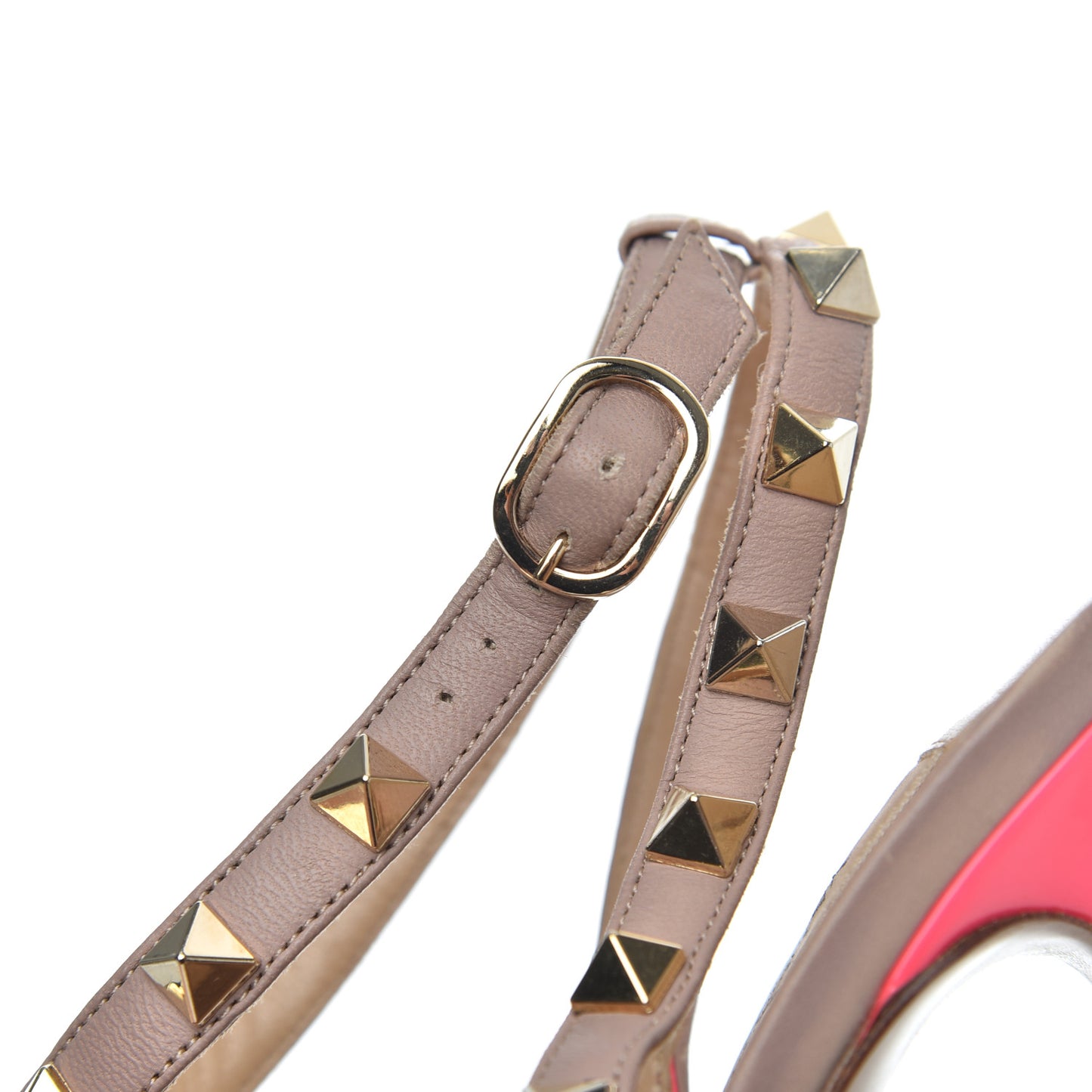 Patent Rockstud Ankle Strap Pumps 38.5 Peony Poudre