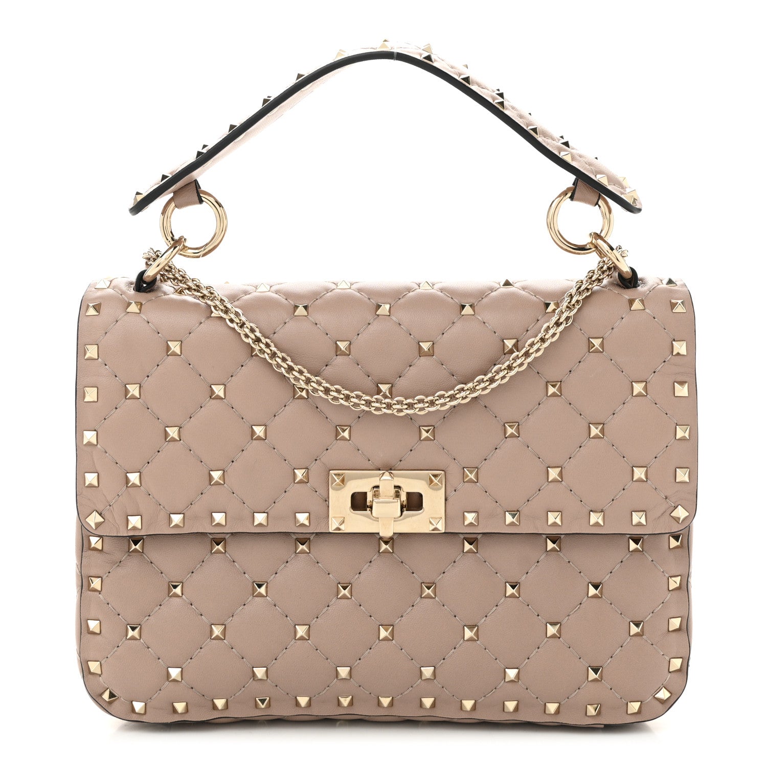 Valentino Garavani Lambskin Medium Rockstud Spike Shoulder Bag Poudre 1 of 9