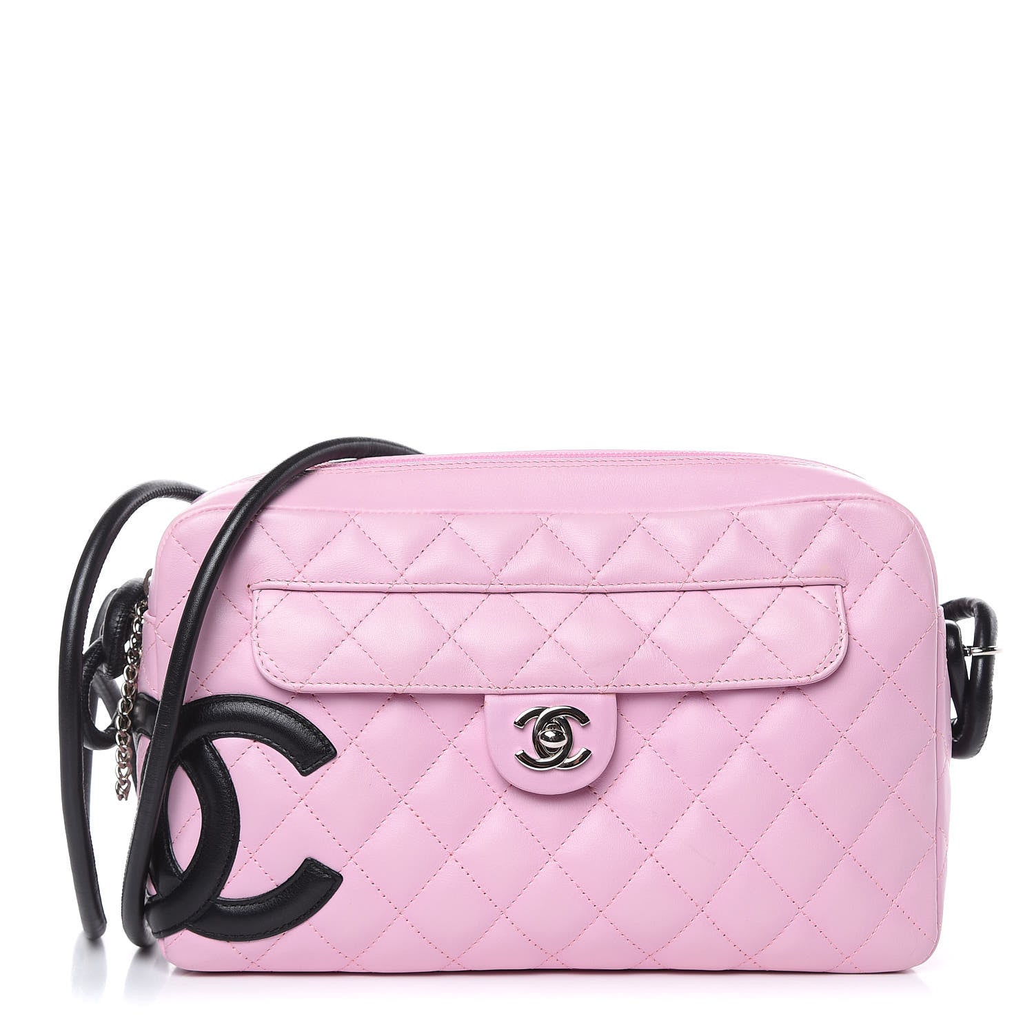 Chanel Calfskin Quilted Cambon Camera Bag Pink Black 1 of 13