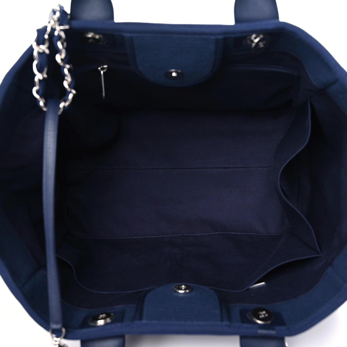 Mixed Fibers Calfskin Medium Deauville Tote Dark Blue