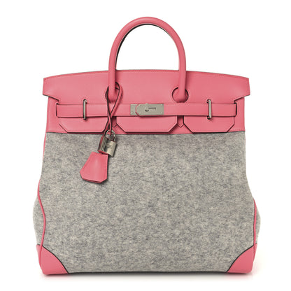 Hermes Evercolor Todoo Feutre HAC Birkin 40 Gris Clair Rose Azalee 1 of 13