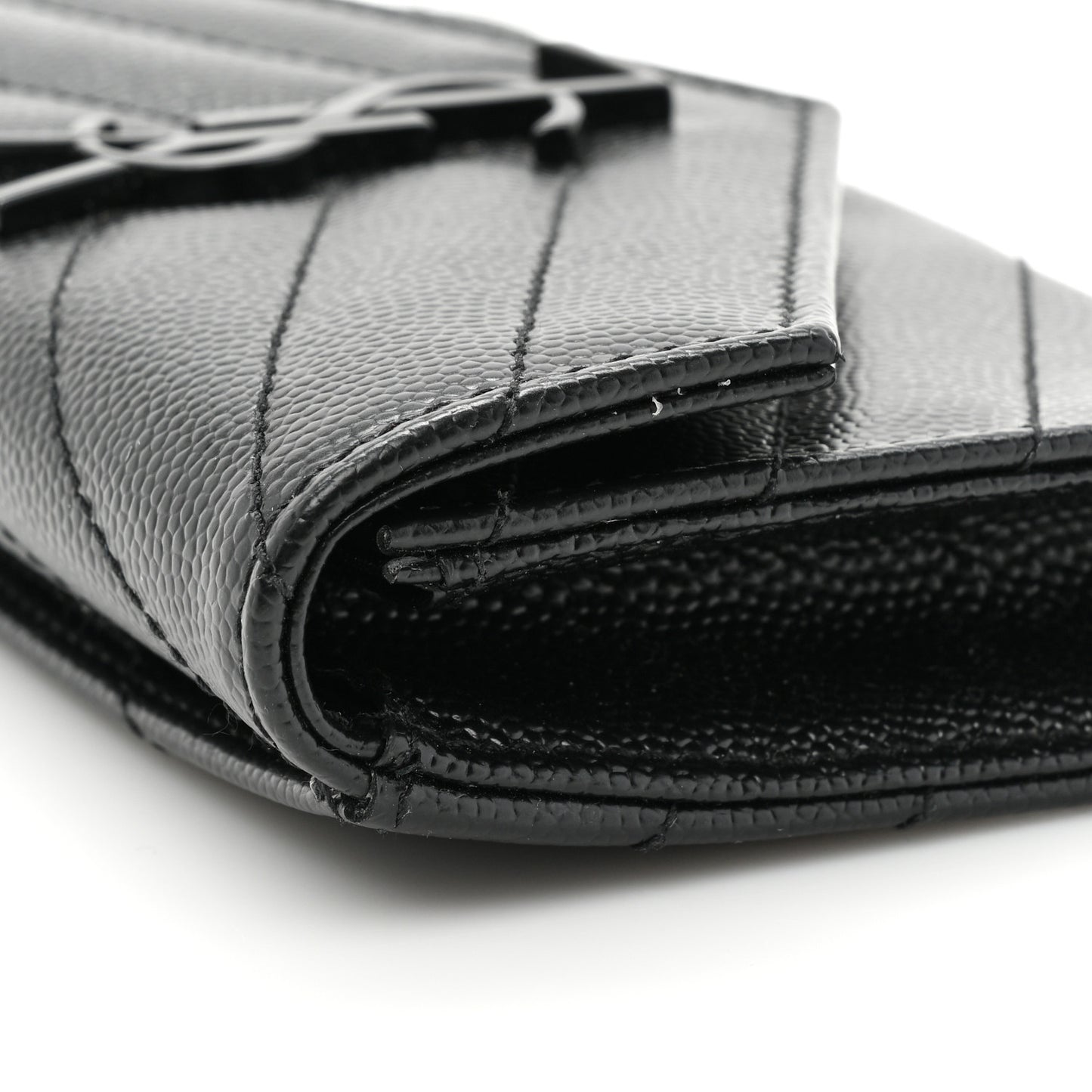 Grain De Poudre Matelasse Chevron Small Monochrome Monogram Envelope Wallet Black