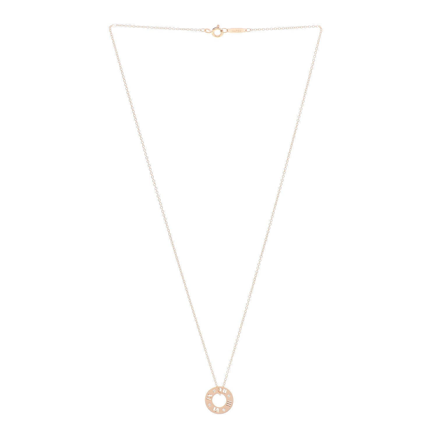 Tiffany 18K Rose Gold Diamond Atlas Pierced Pendant Necklace 3 of 6