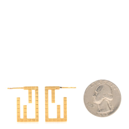 Fendi Metal Baguette Earrings Gold 2 of 4