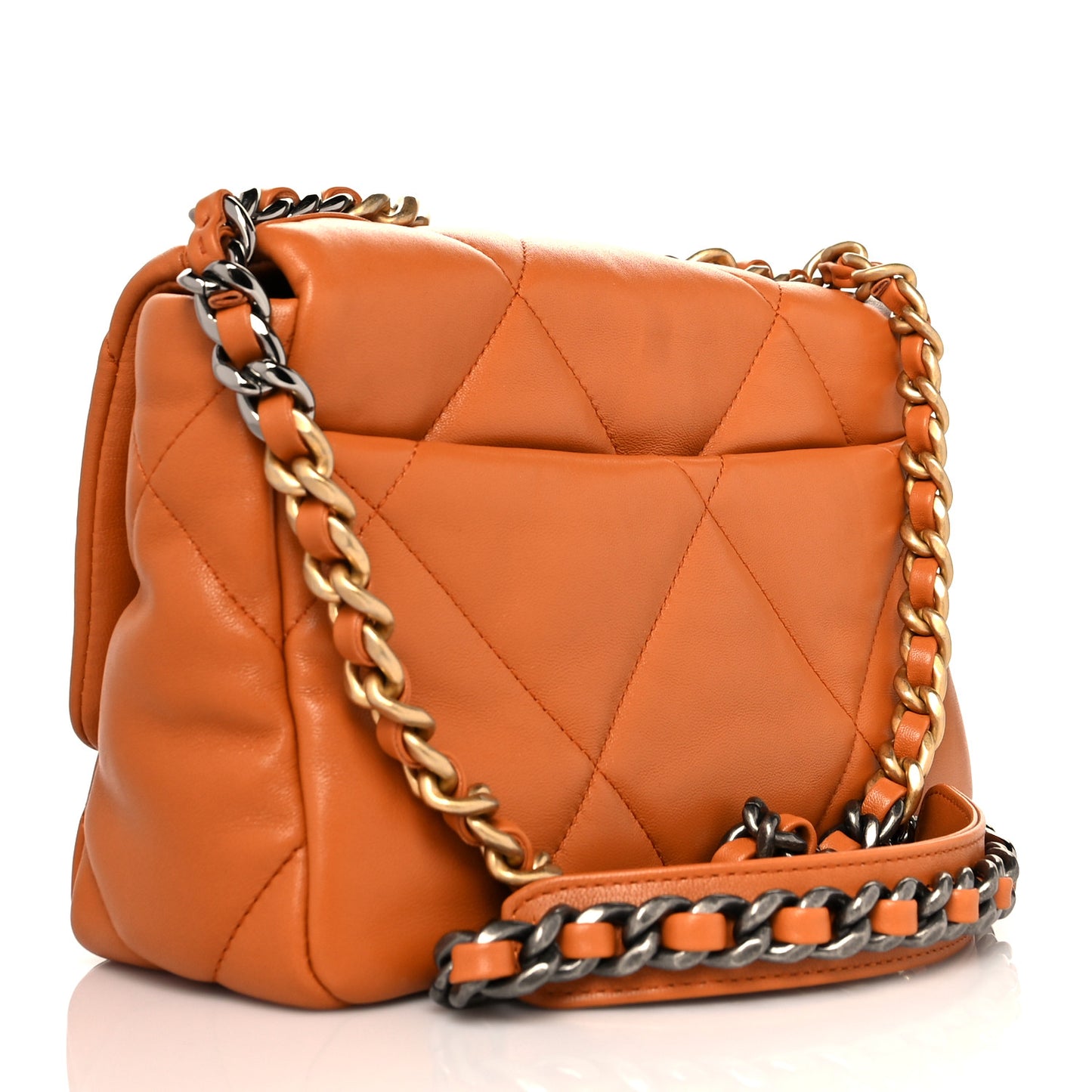 Lambskin Quilted Medium Chanel 19 Flap Light Brown