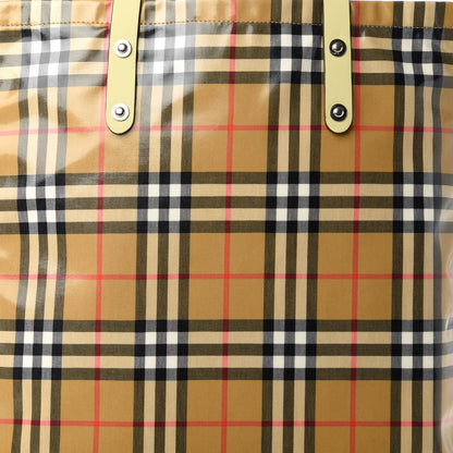 Burberry Coated Canvas Vintage Check Shopper Tote Antique Yellow 10 of 10