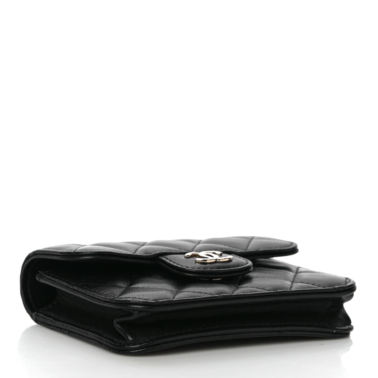 Chanel Lambskin Quilted Top Handle Flap Coin Purse With Chain Black 4 of 15