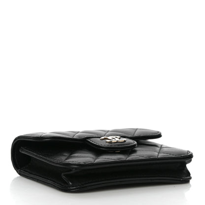 Chanel Lambskin Quilted Top Handle Flap Coin Purse With Chain Black 4 of 15