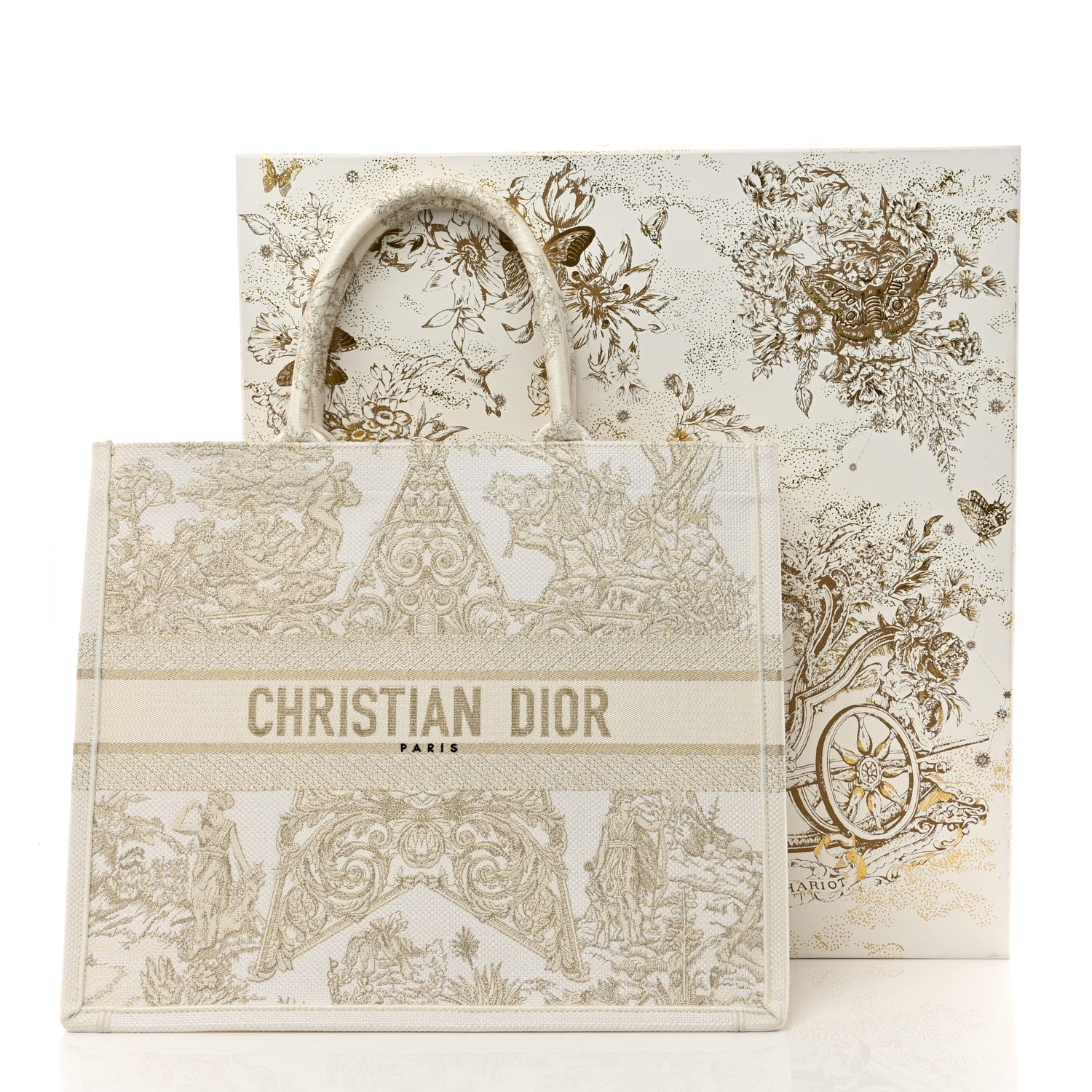 Christian Dior Canvas Embroidered Large Around The World Book Tote Gold 11 of 11