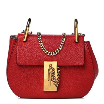 Chloe Grained Lambskin Nano Drew Shoulder Bag Plaid Red 1 of 11