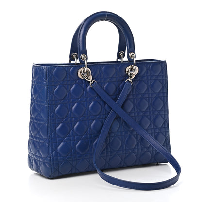 Christian Dior Lambskin Cannage Large Lady Dior Blue 2 of 4