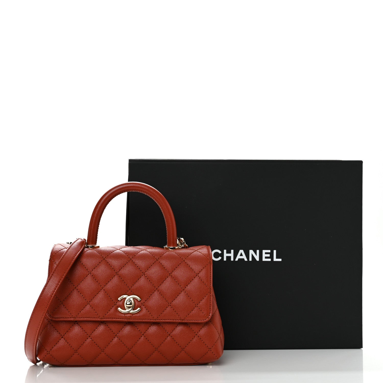 Chanel Caviar Quilted Mini Coco Handle Flap Dark Orange 11 of 11