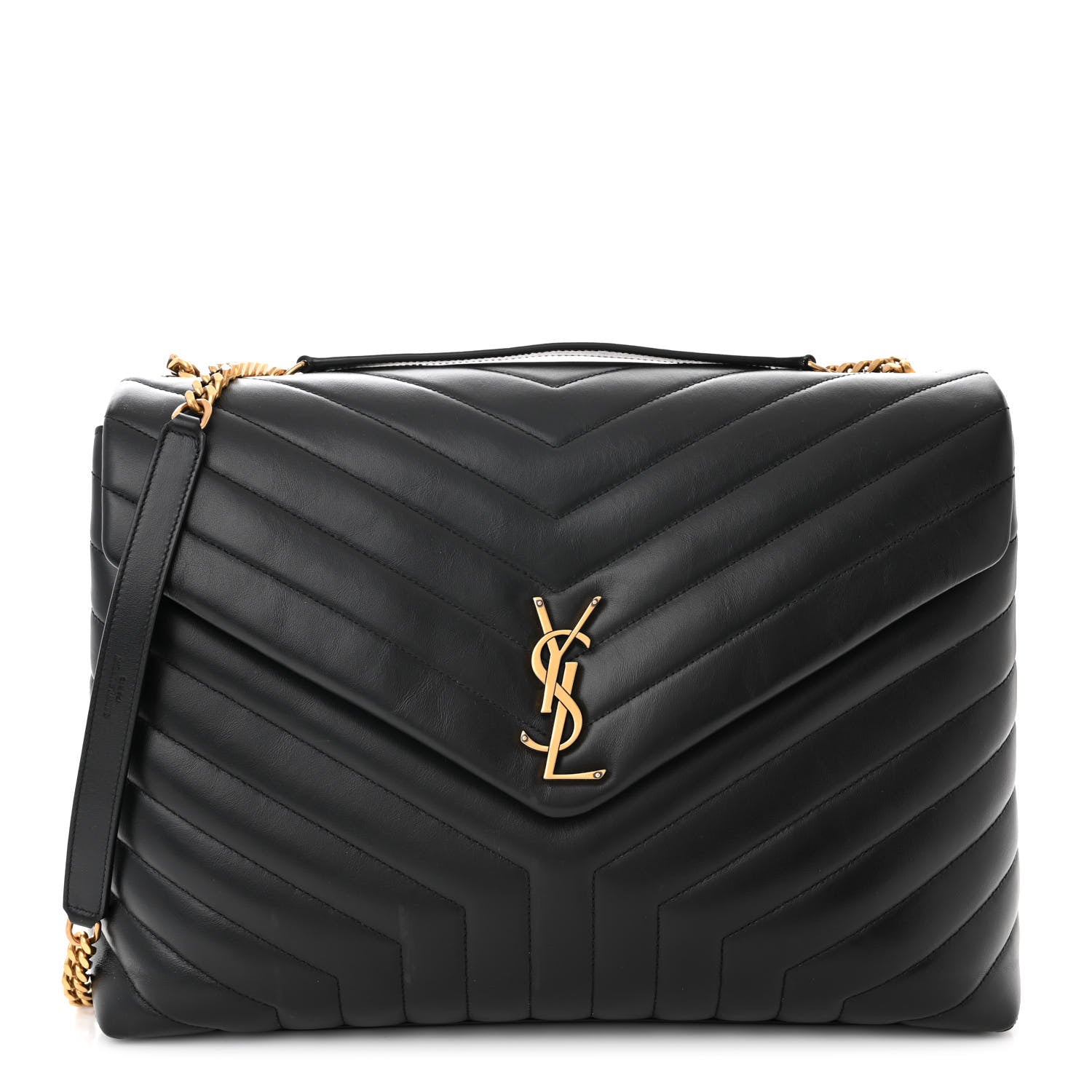 Saint Laurent Calfskin Y Quilted Monogram Large Loulou Chain Satchel Black 1 of 11