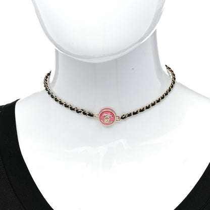 Chanel Metal Lambskin Enamel CC Turnlock Choker Gold Black Pink 2 of 6