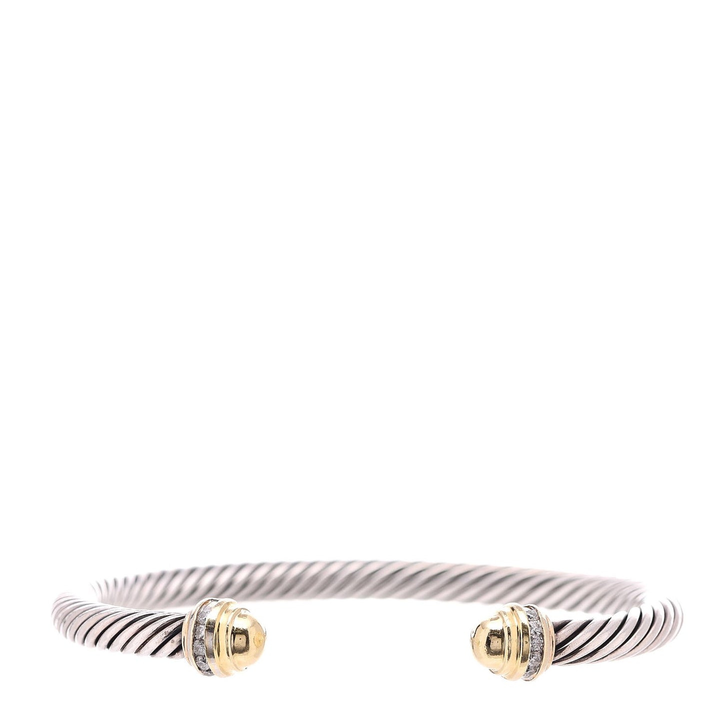 Sterling Silver 18K Yellow Gold Diamond 5mm Cable Classics Bracelet