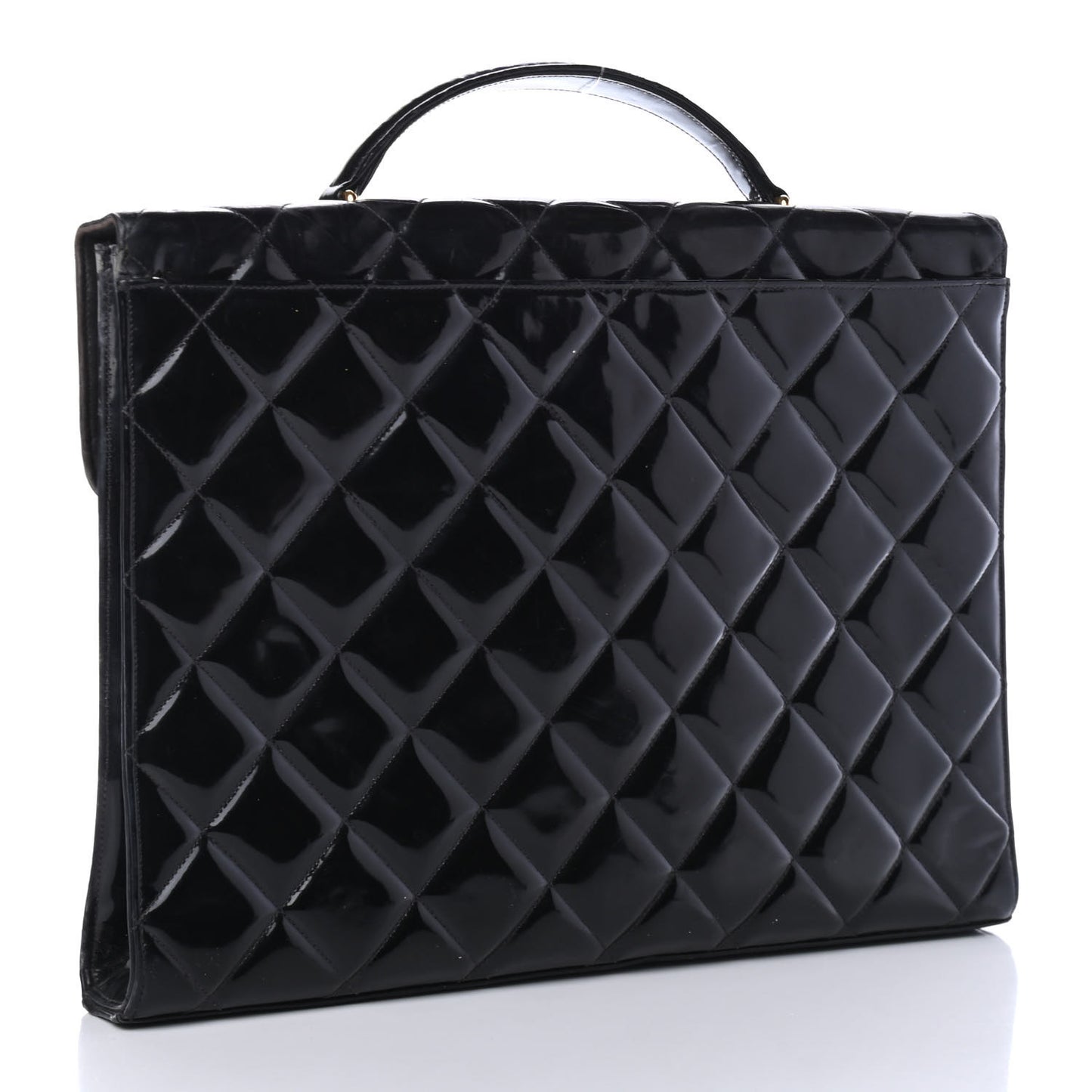 Patent Quilted Briefcase Laptop Bag Black
