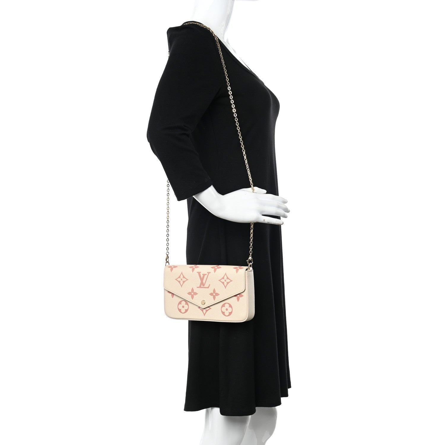 Louis Vuitton Empreinte Monogram Giant By The Pool Felicie Pochette Chain Wallet Creme Rose Trianon 3 of 11