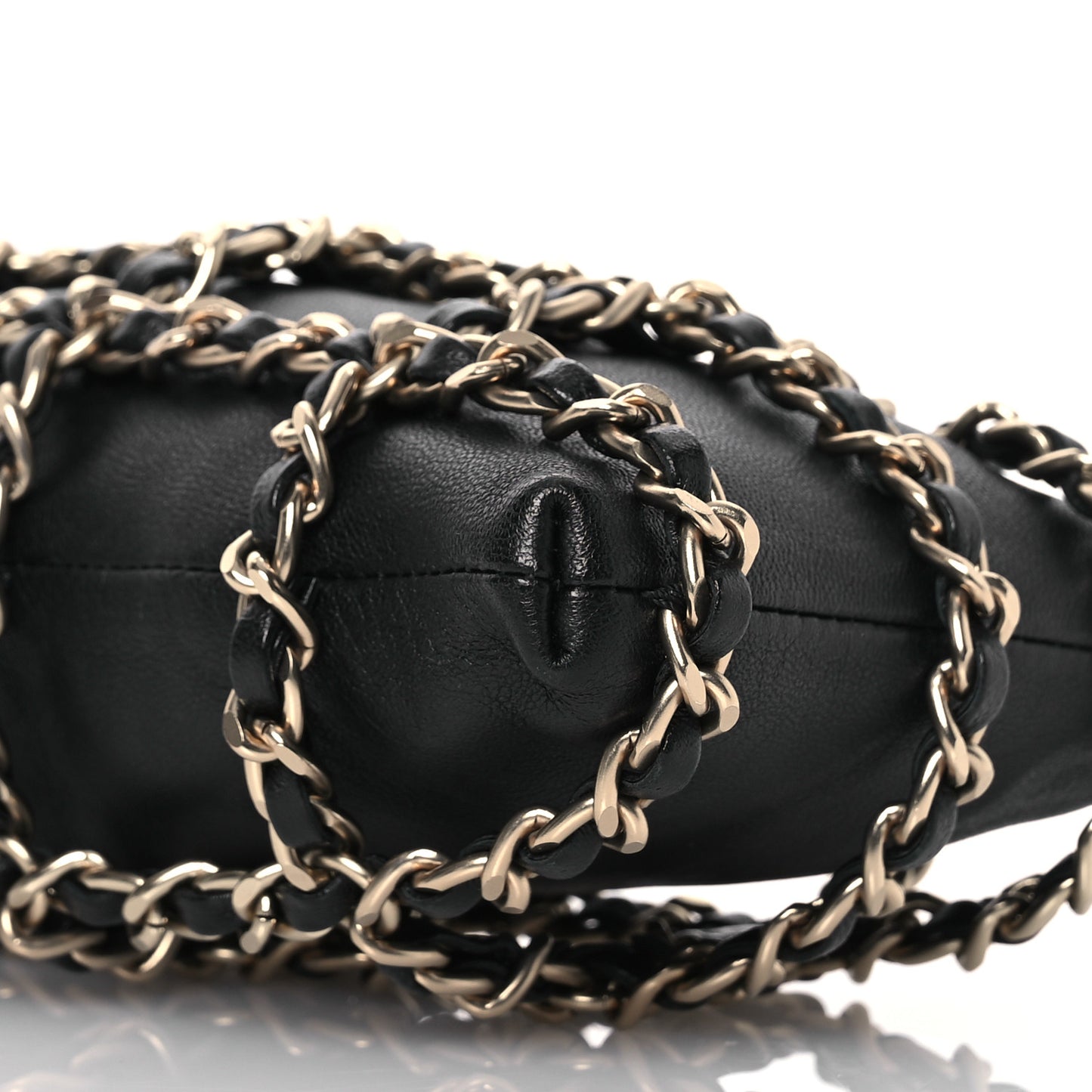Lambskin Tech Me Out Clutch With Chain Black