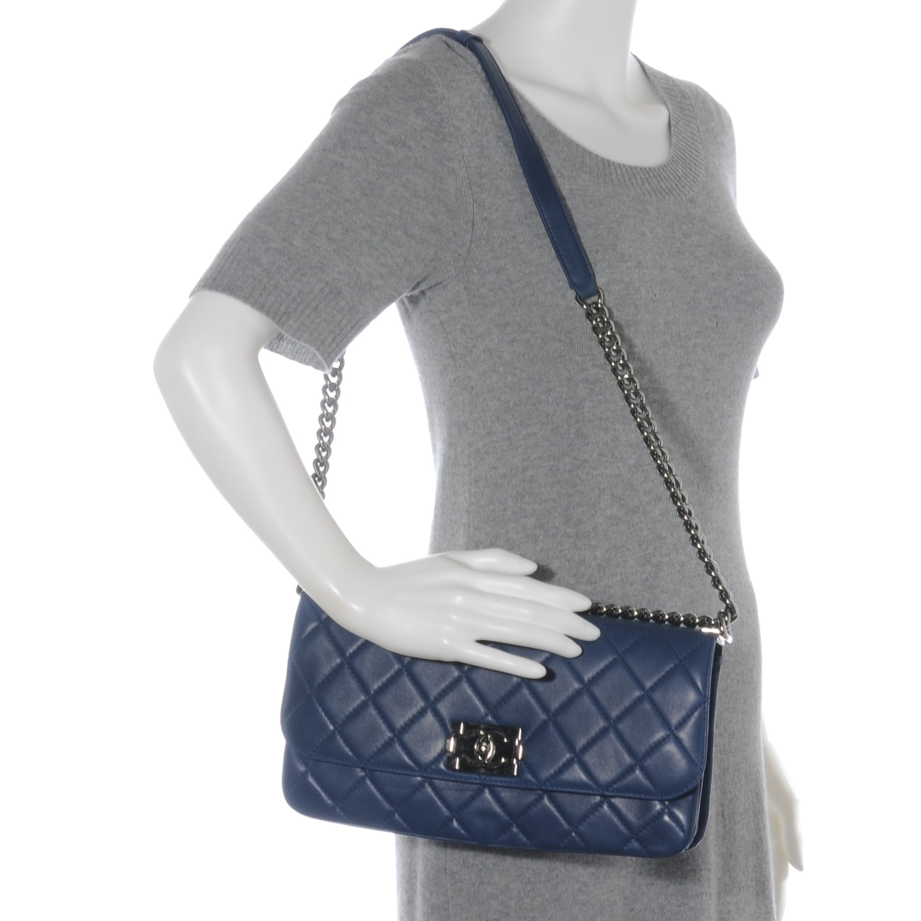 Chanel Lambskin Quilted Soft Boy Flap Blue 2 of 7