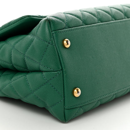 Chanel Caviar Quilted Small Coco Handle Flap Green 9 of 10