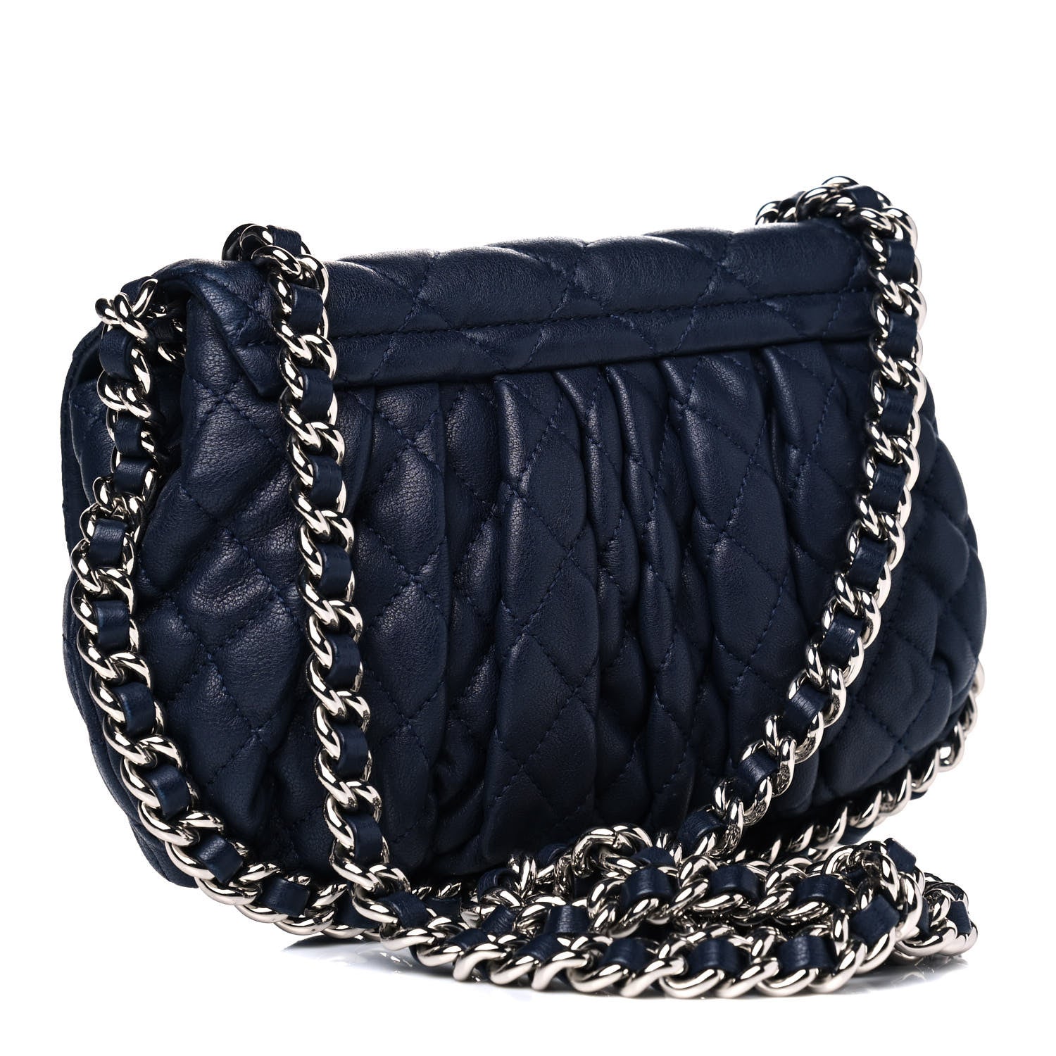Chanel Washed Lambskin Mini Chain Around Messenger Navy Blue 2 of 9