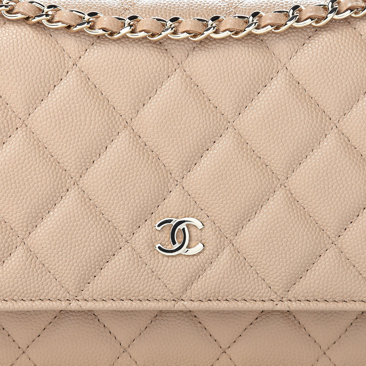 Chanel Caviar Quilted Wallet On Chain WOC Beige 9 of 13