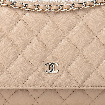 Chanel Caviar Quilted Wallet On Chain WOC Beige 9 of 13