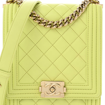 Chanel Calfskin Quilted North South Boy Flap Light Green 8 of 10