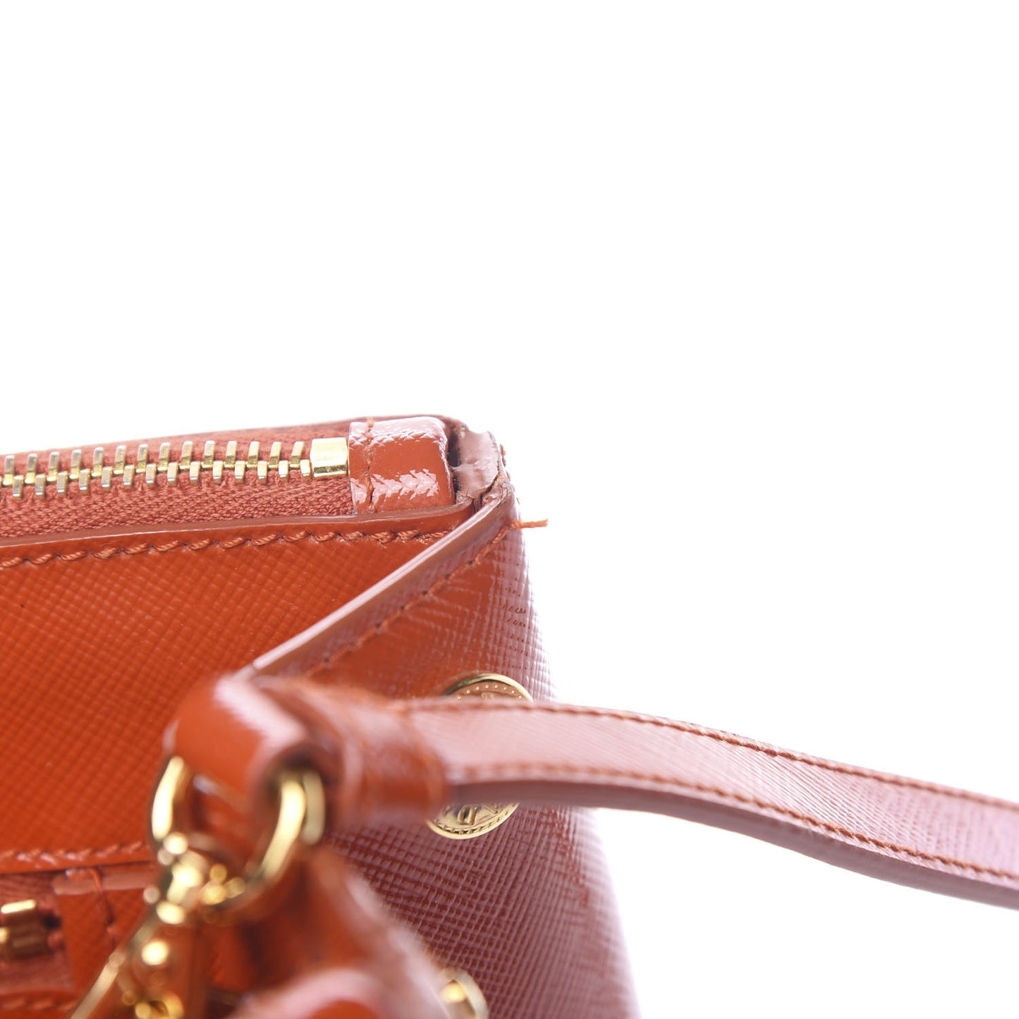 Saffiano Vernice Medium Galleria Double Zip Tote Papaya