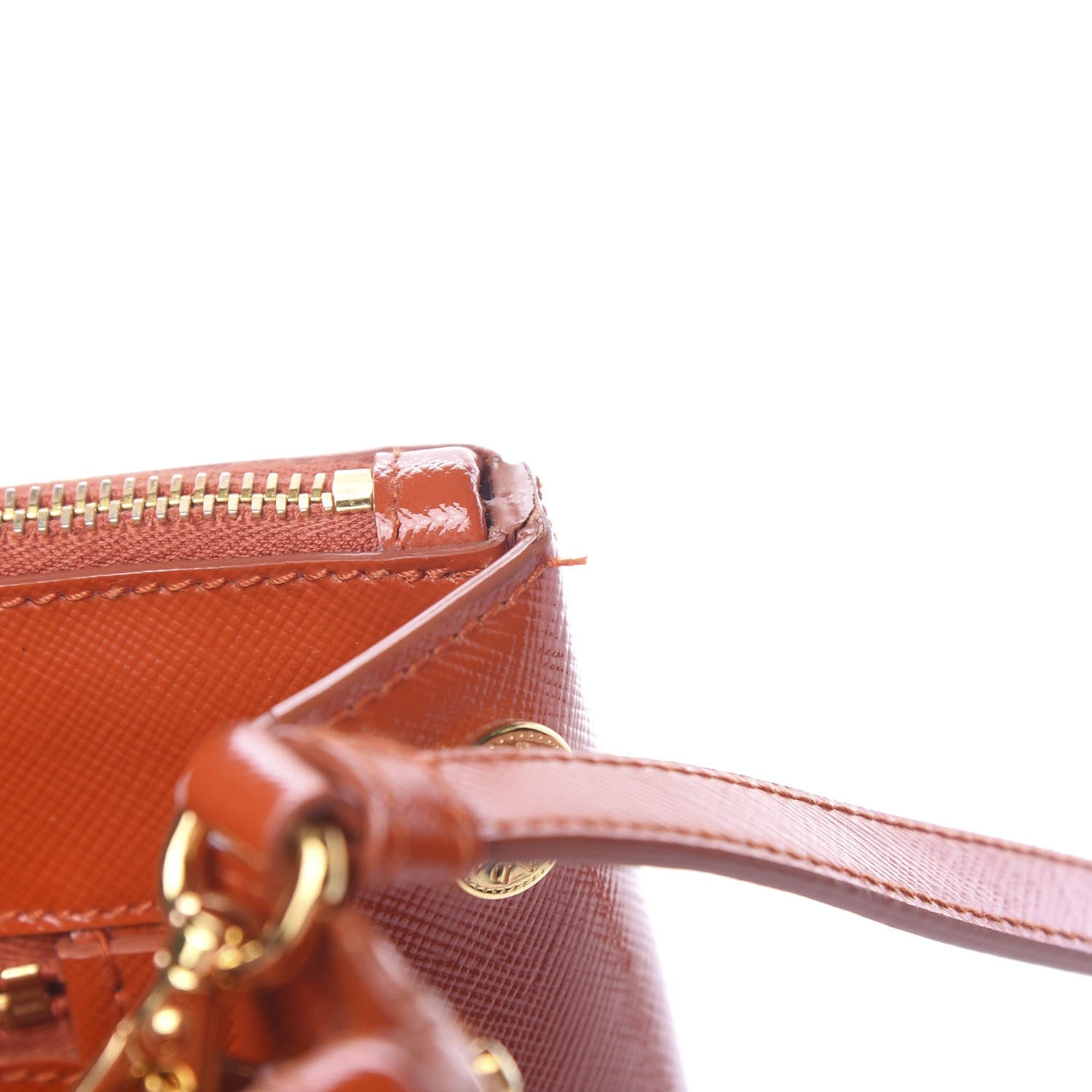 Prada Saffiano Vernice Medium Galleria Double Zip Tote Papaya 7 of 19