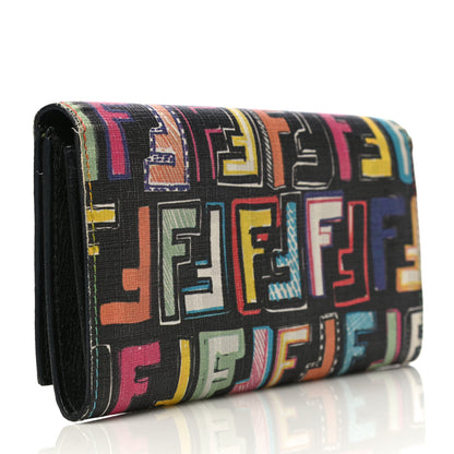 Fendi Zucca Spalmati FF Multicolor Continental Wallet Black 3 of 14