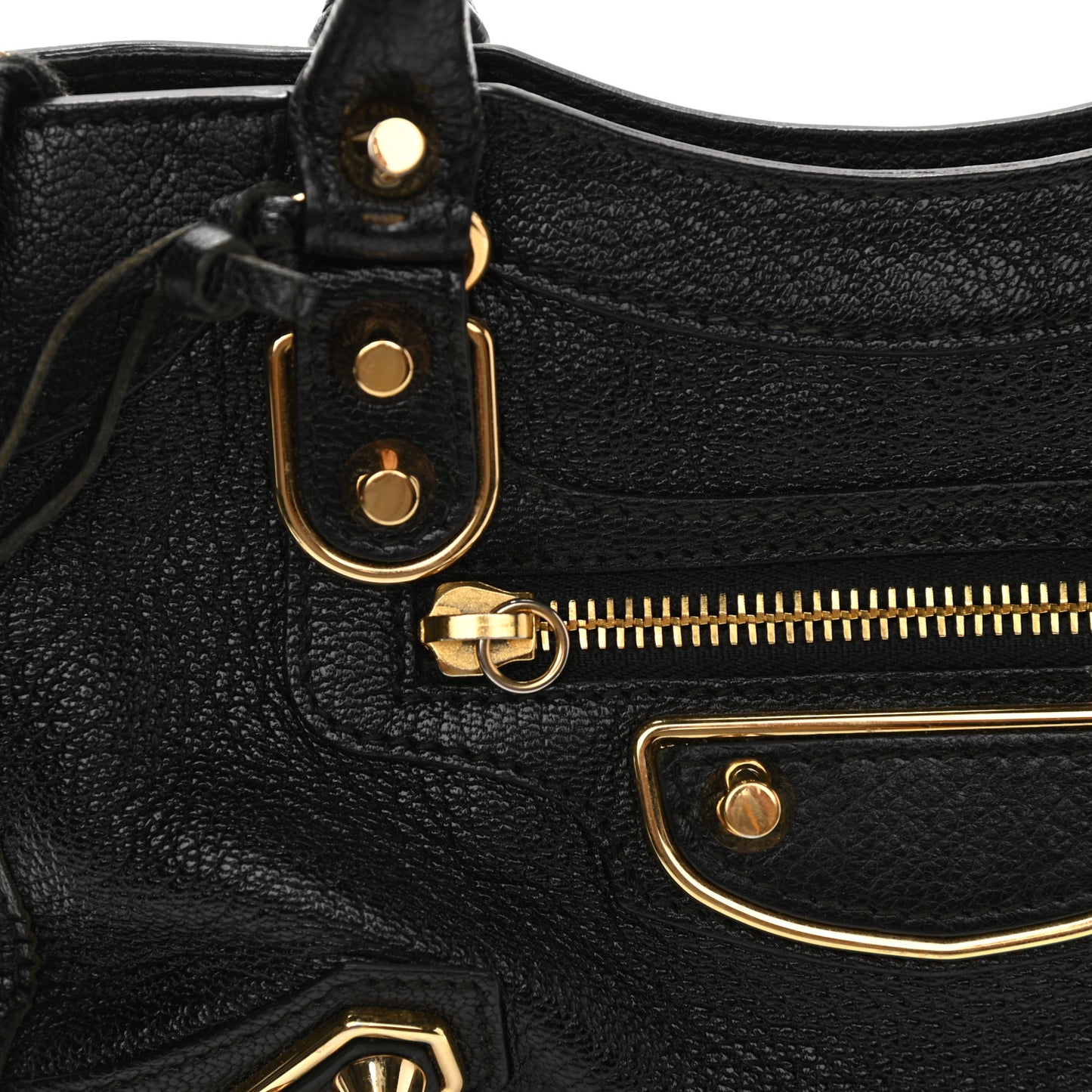 Chevre Gold Metallic Edge Hardware Mini City Black