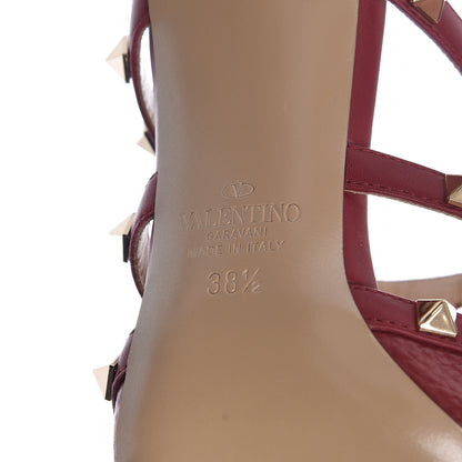 Valentino Garavani Pebbled Calfskin Rockstud 90mm Cage Mules 38.5 Rubino 7 of 8