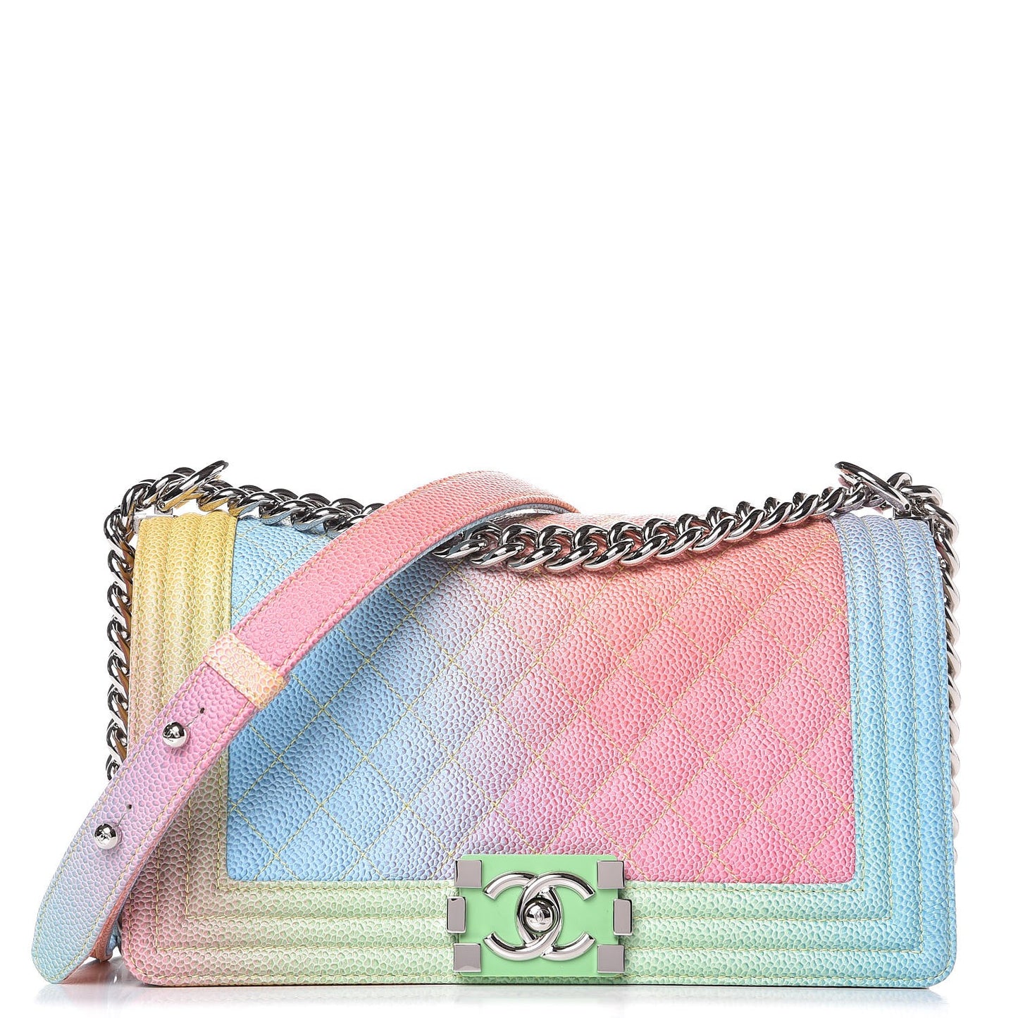 Caviar Quilted Medium Cuba Rainbow Boy Flap Multicolor