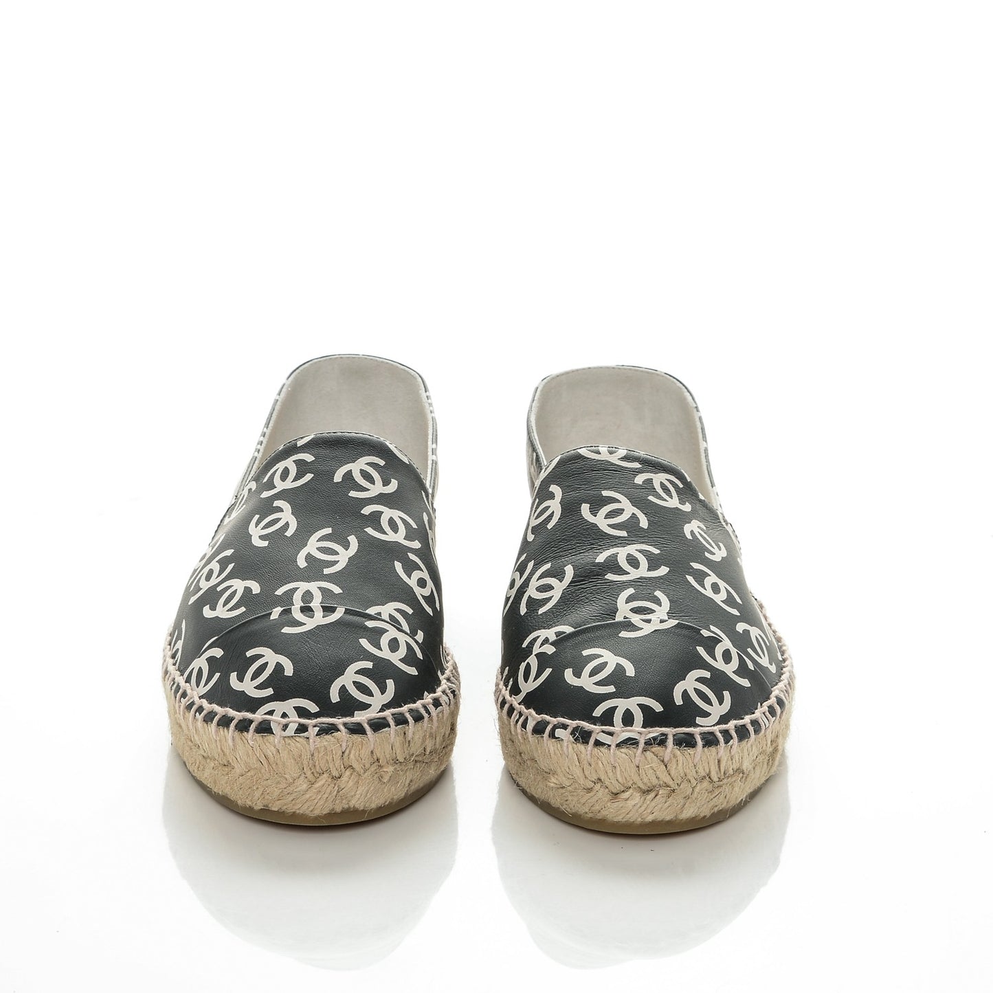 Lambskin Printed CC Espadrilles 38 Black White