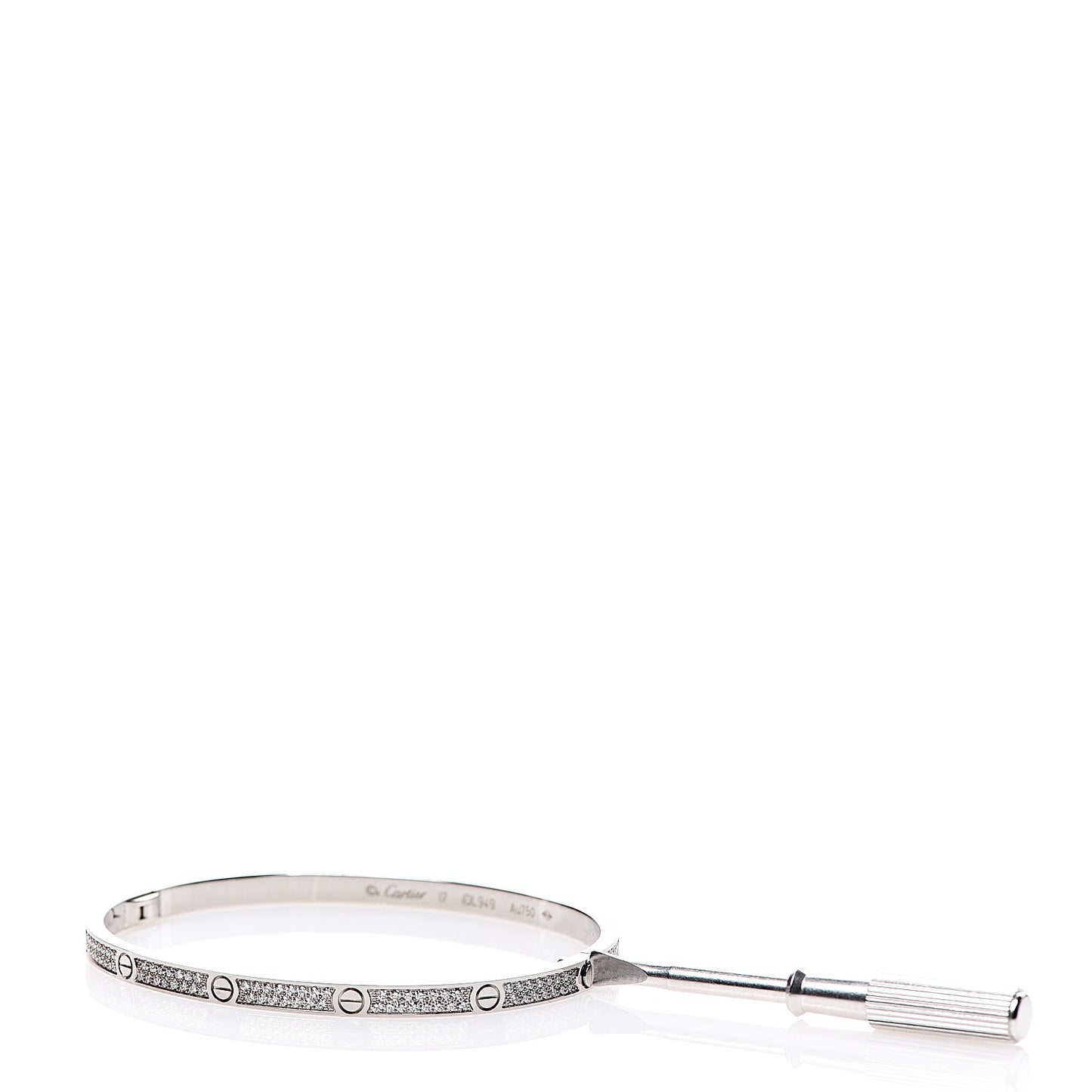 18K White Gold Diamond Small LOVE Paved Bracelet 17