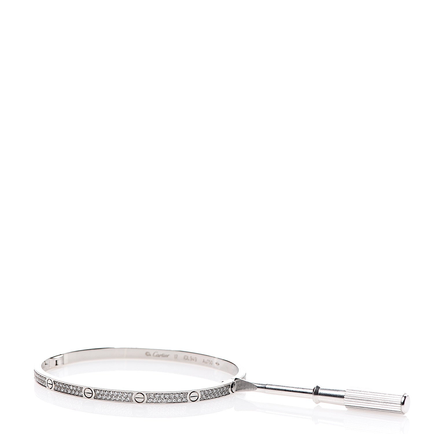 Cartier 18K White Gold Diamond Small LOVE Paved Bracelet 17 4 of 6