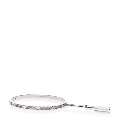 Cartier 18K White Gold Diamond Small LOVE Paved Bracelet 17 4 of 6