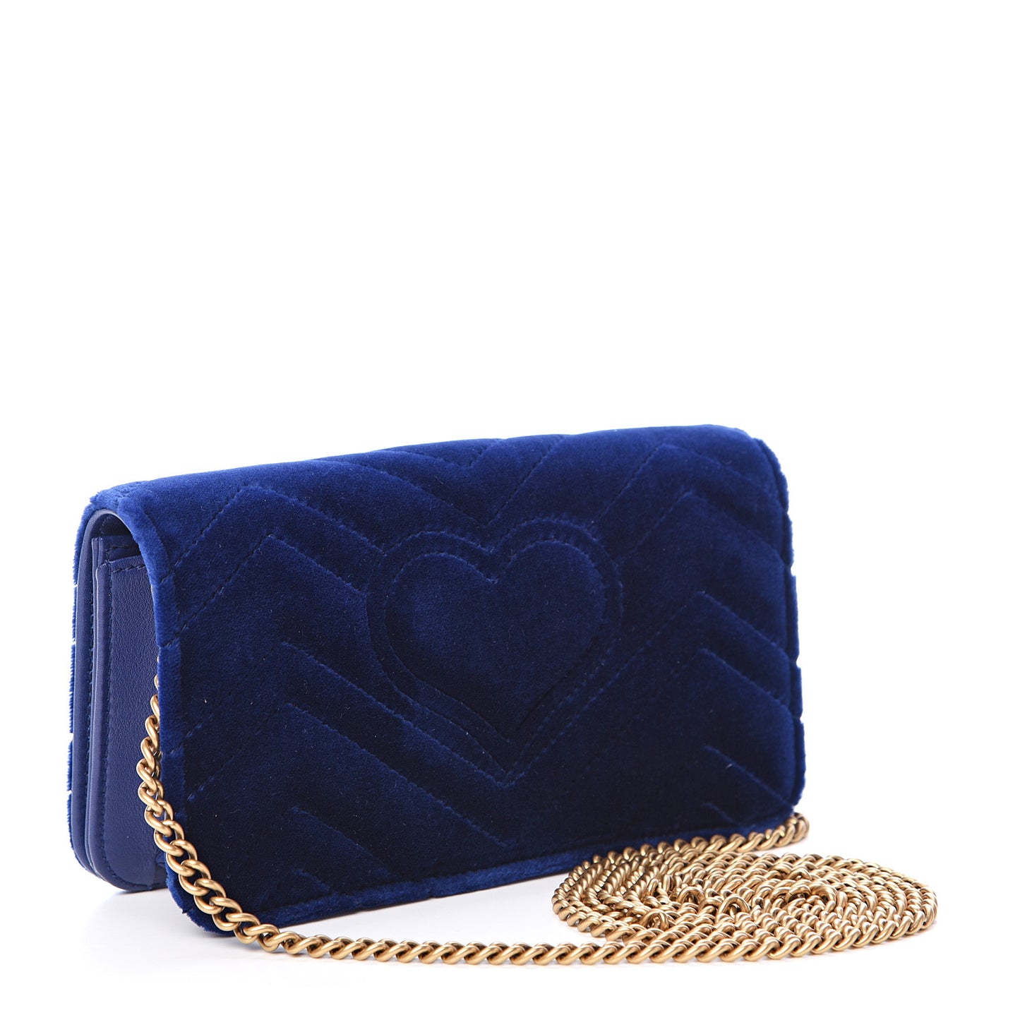 Velvet Matelasse GG Marmont Mini Bag Cobalt Blue