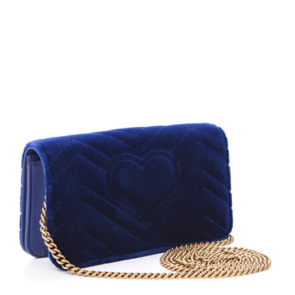 Gucci Velvet Matelasse GG Marmont Mini Bag Cobalt Blue 2 of 11