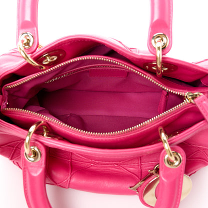 Christian Dior Lambskin Cannage Granville Polochon Fuchsia 5 of 16