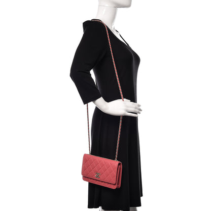 Chanel Lambskin Quilted Trendy CC Wallet On Chain WOC Bright Pink 2 of 12